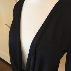 Black DVF Deep V Long Sleeve Body Suit